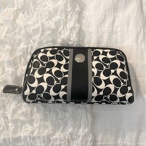 Coach Makeup Bag Signature C Black and White